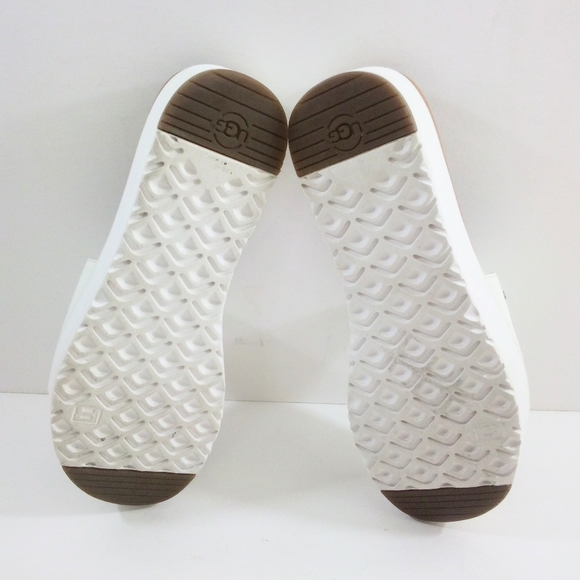 UGG Leanna Women 9 Treadlite Wool Leather White Platform Slides 1015265 - Picture 7 of 8